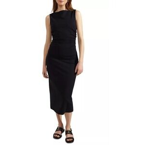 Hobbs London Iliana Jersey Midi Dress Black US 4 Boat Neck LBD